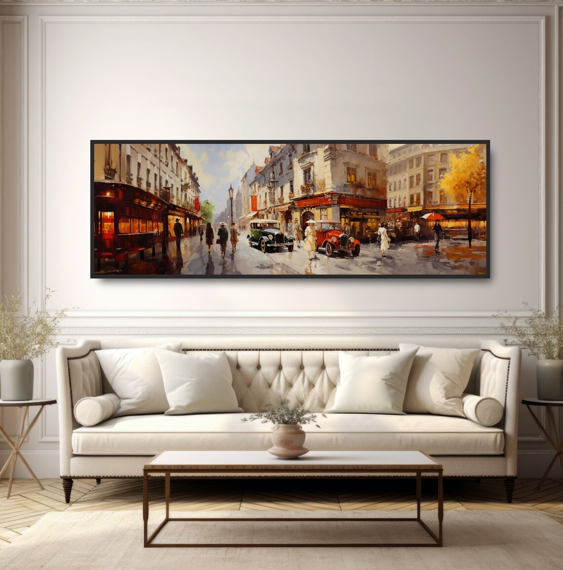 1930s Paris Street Rainy Vintage Cars French Cityscape Art Poster - Image 5