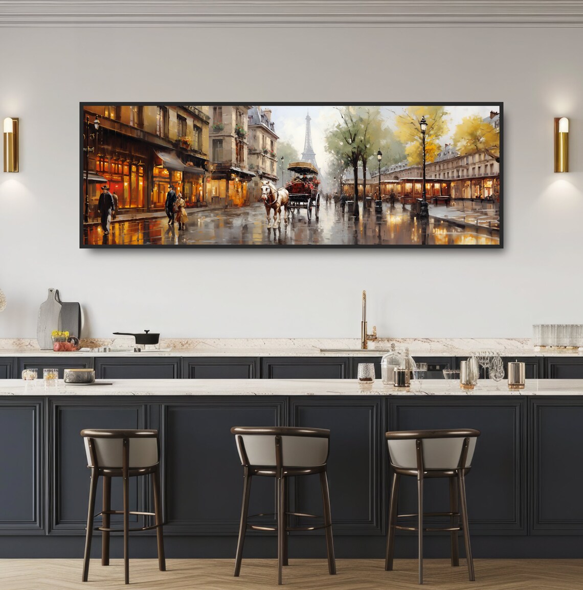 Eiffel Tower Horse Carriage, Rainy Paris Art Print - Image 3