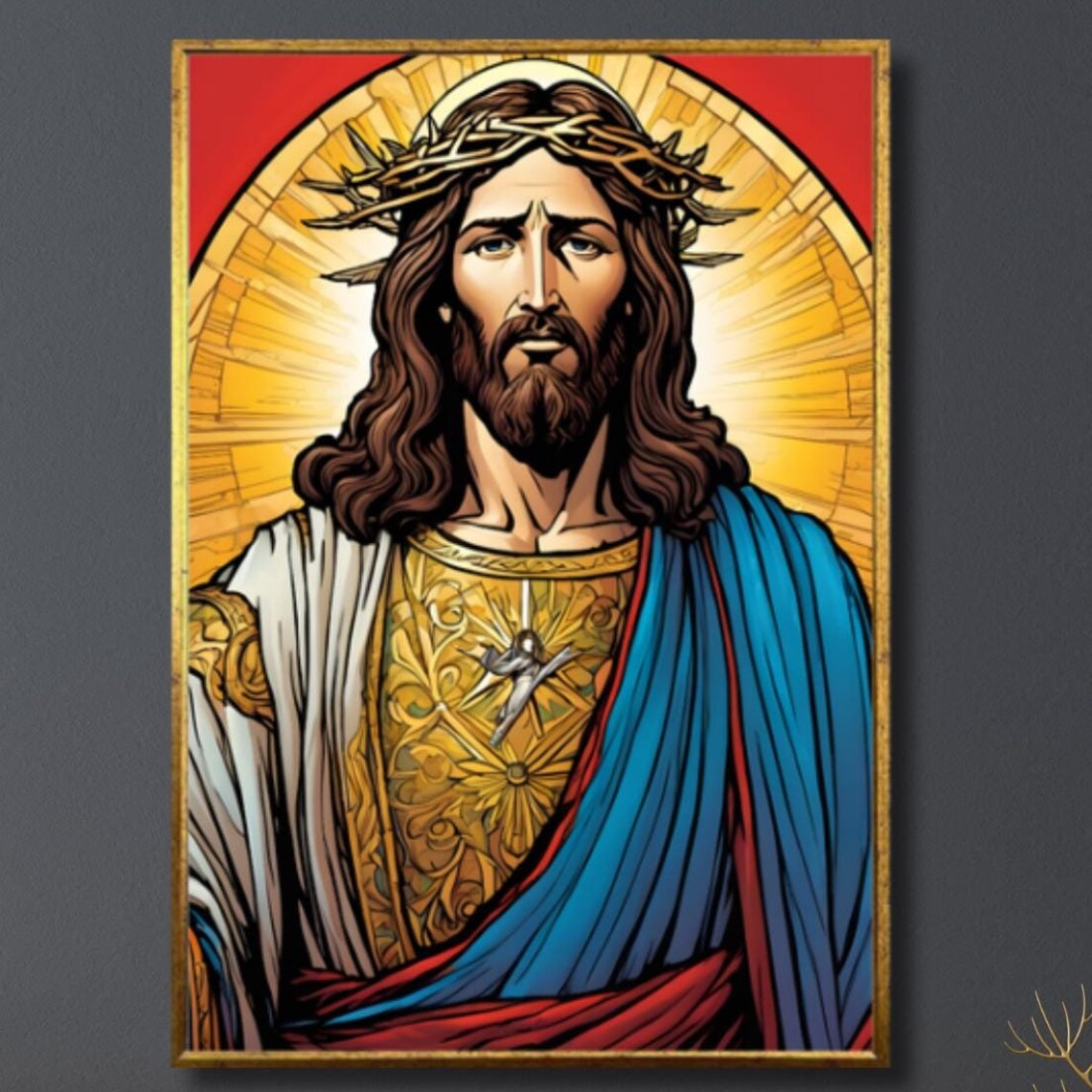 Jesus Christ Crown Of Thorns Sacred Heart Religious Wall Poster