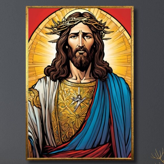 Jesus Christ Crown Of Thorns Sacred Heart Religious Wall Poster