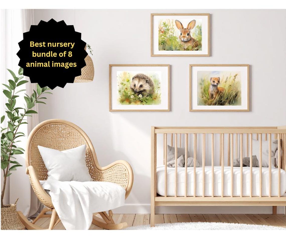 Watercolor Animal Prints Set Wildlife Nursery Decor
