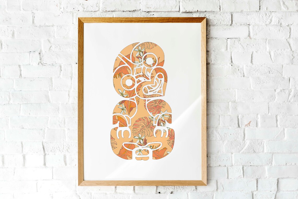 Tiki Tropical Art Print, New Zealand Maori Art