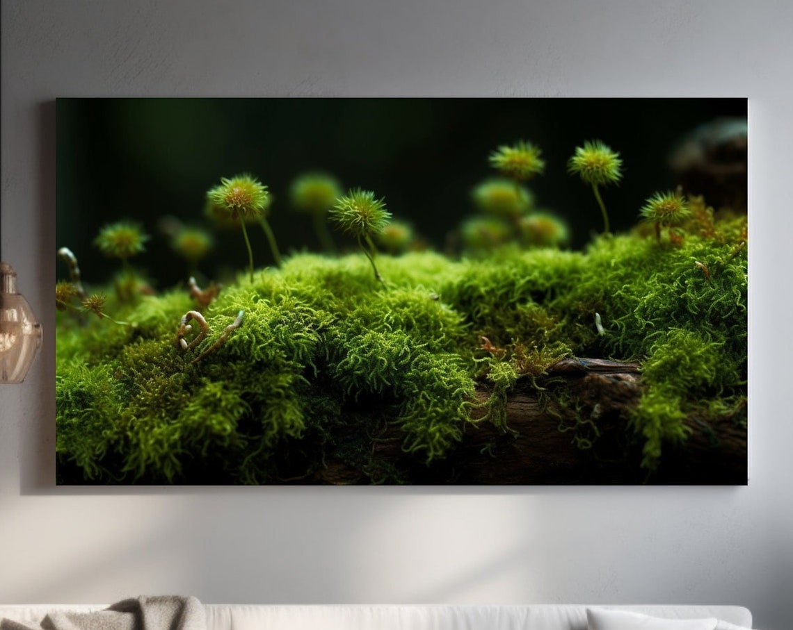 Vivid Green Moss Macro Close Up Sporophytes Forest Floor Nature Poster