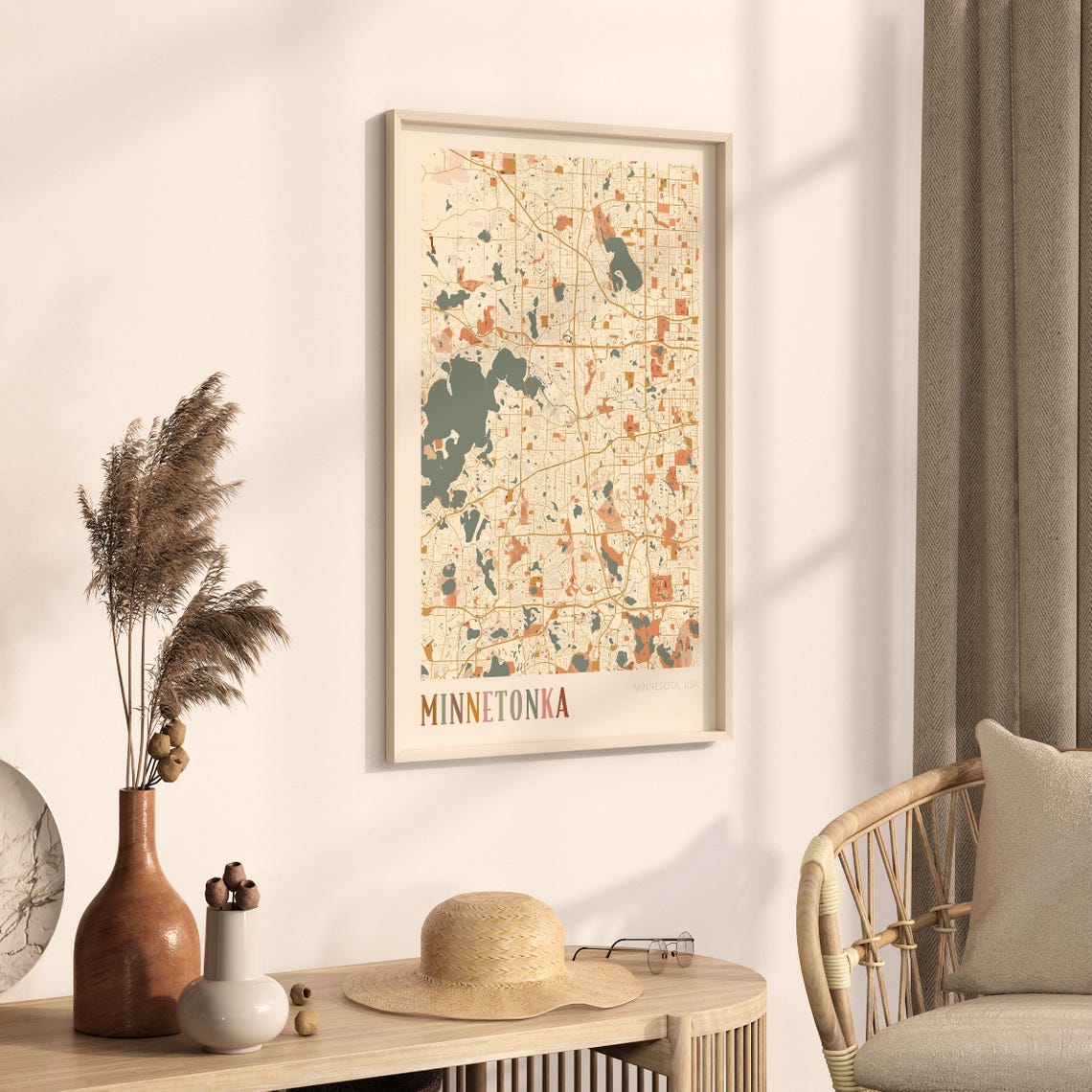 Minnetonka Minnesota Scandinavian Boho City Map Wall Decor Poster - Image 3