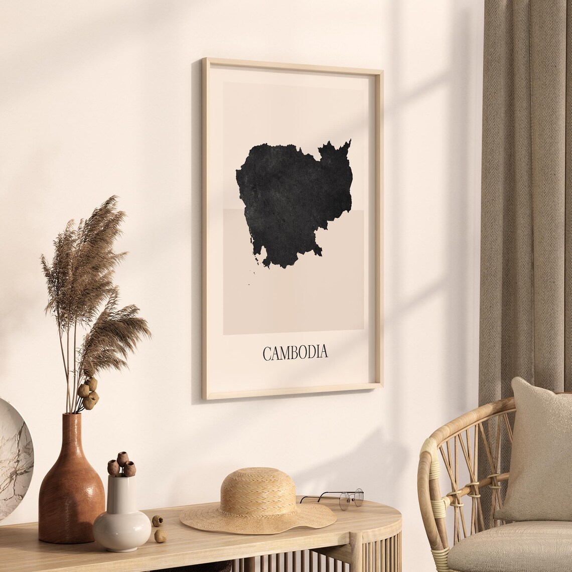 Cambodia Asia Country Map Silhouette Minimalist Poster for Home - Image 3