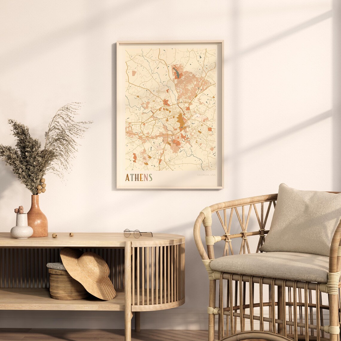 Athens Georgia Colorful Modern Boho City Street Map Decor Poster - Image 2