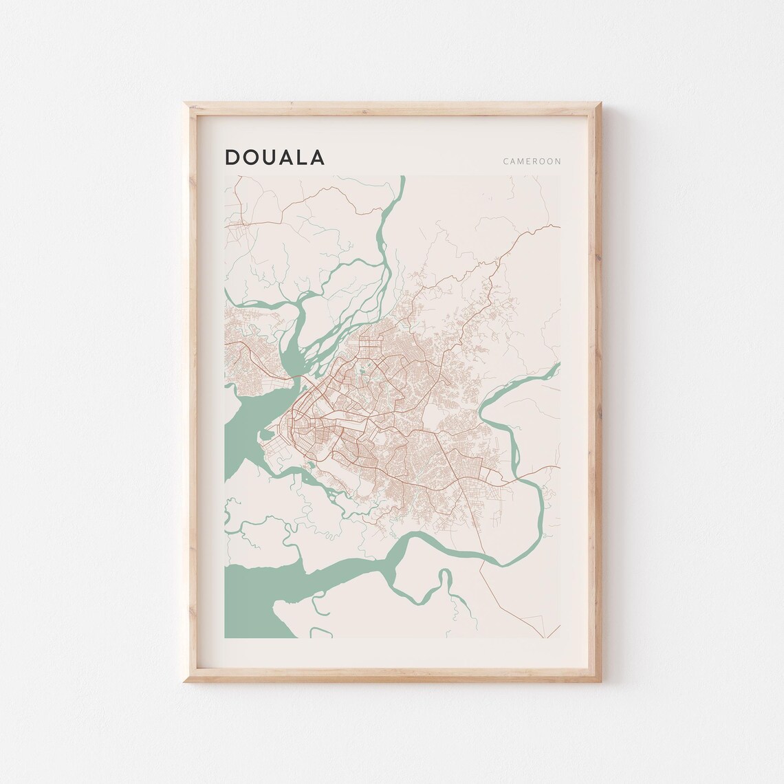 Douala Map Poster Print Wall Art Cameroon Travel Gift Minimalist