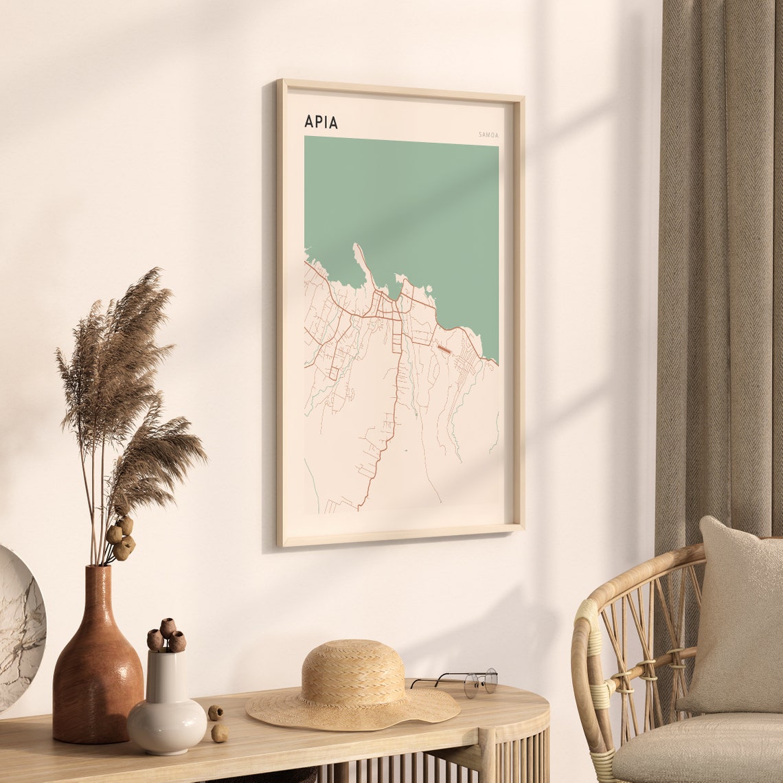 Apia Samoa Minimalist Boho South Pacific Coastal City Map Poster - Image 3