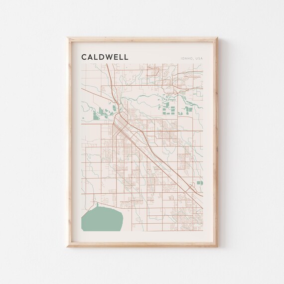 Caldwell Idaho Minimalist Terracotta Street Line Art Map Poster