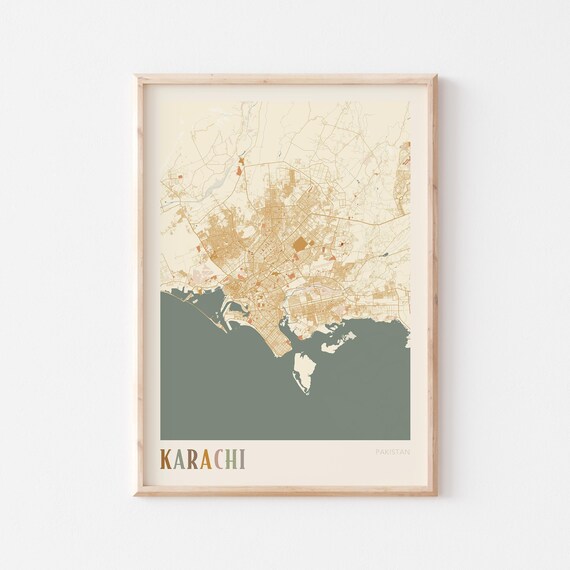 Karachi Map Poster Print Wall Art Pakistan Travel Gift Boho