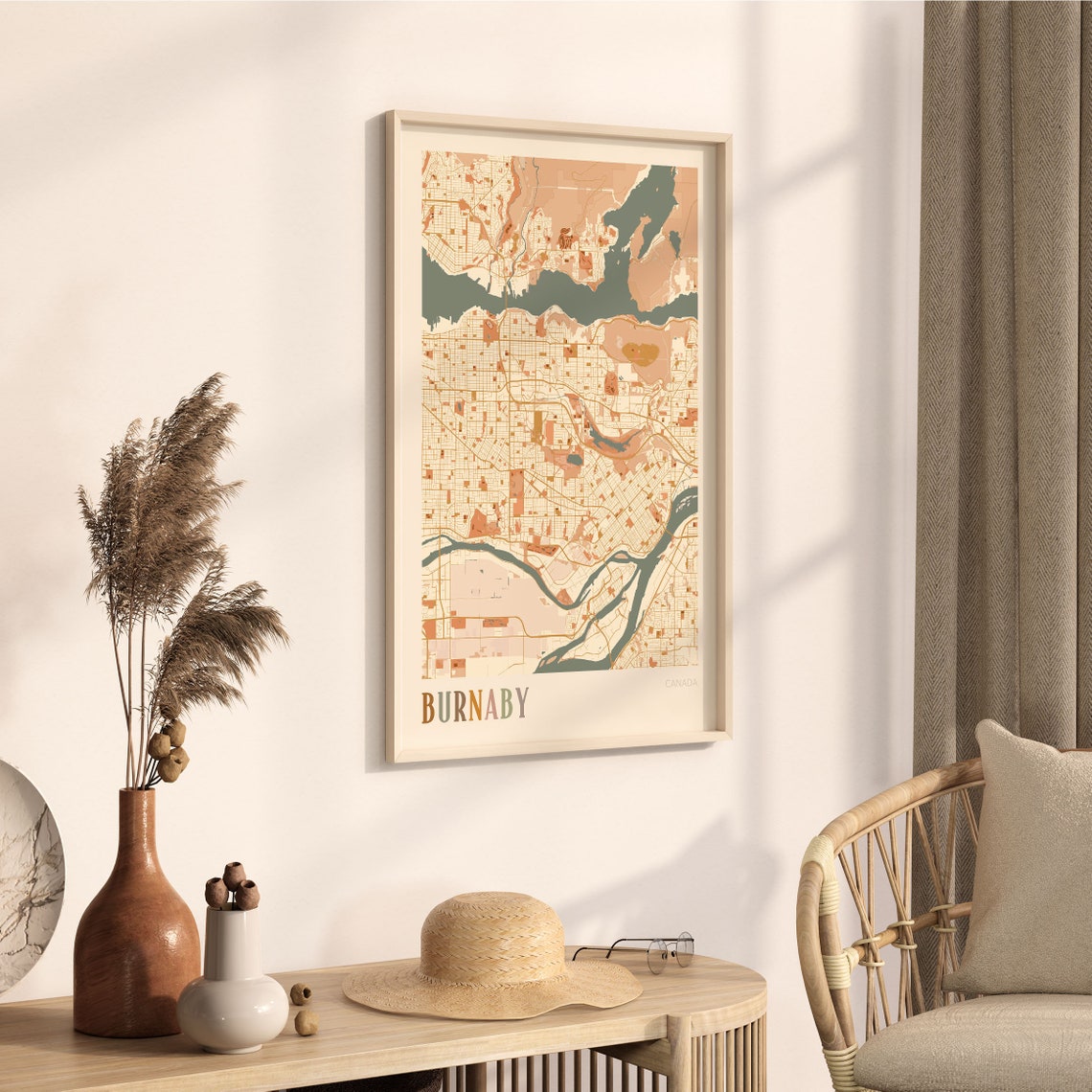 Burnaby Canada Boho Colorful Street Map City Art Poster Home Decor - Image 3