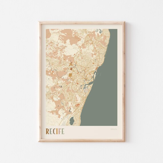 Recife Map Poster Print Wall Art Brazil Travel Gift Boho Decor