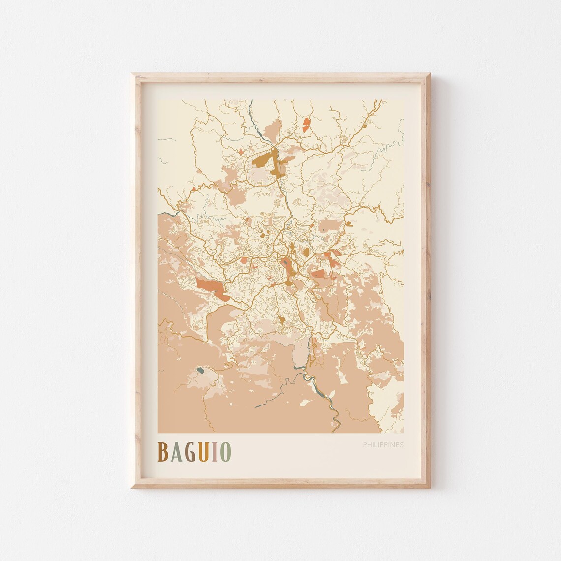 Baguio Map Poster Print Wall Art Philippines Travel Gift Boho