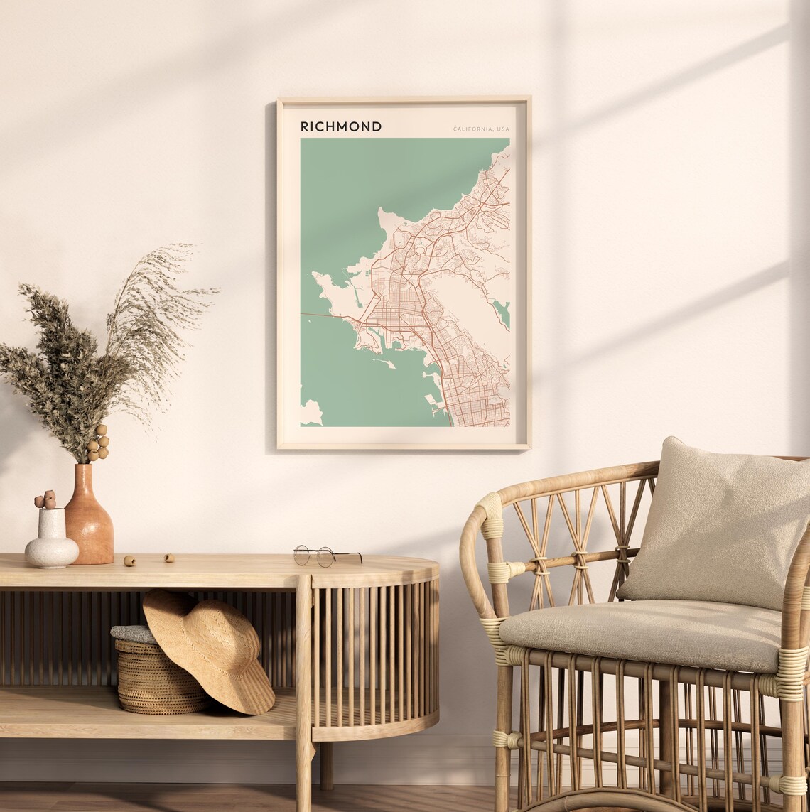 Richmond California Minimalist City Street Map Wall Decor Poster - Image 2