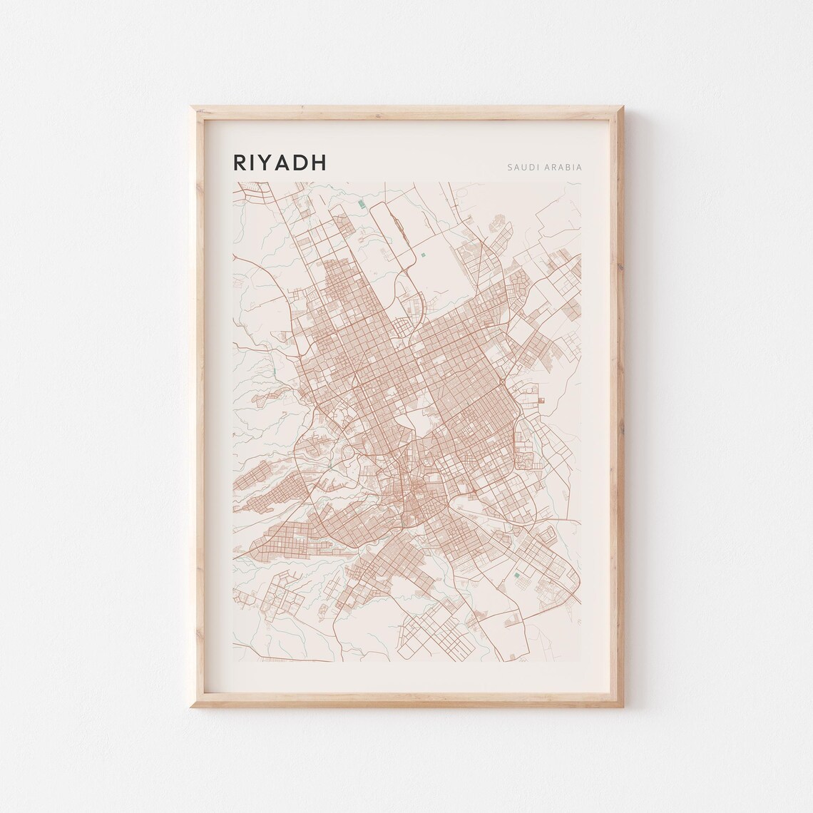 Riyadh Map Poster Print Wall Art Saudi Arabia Travel Gift Scandi