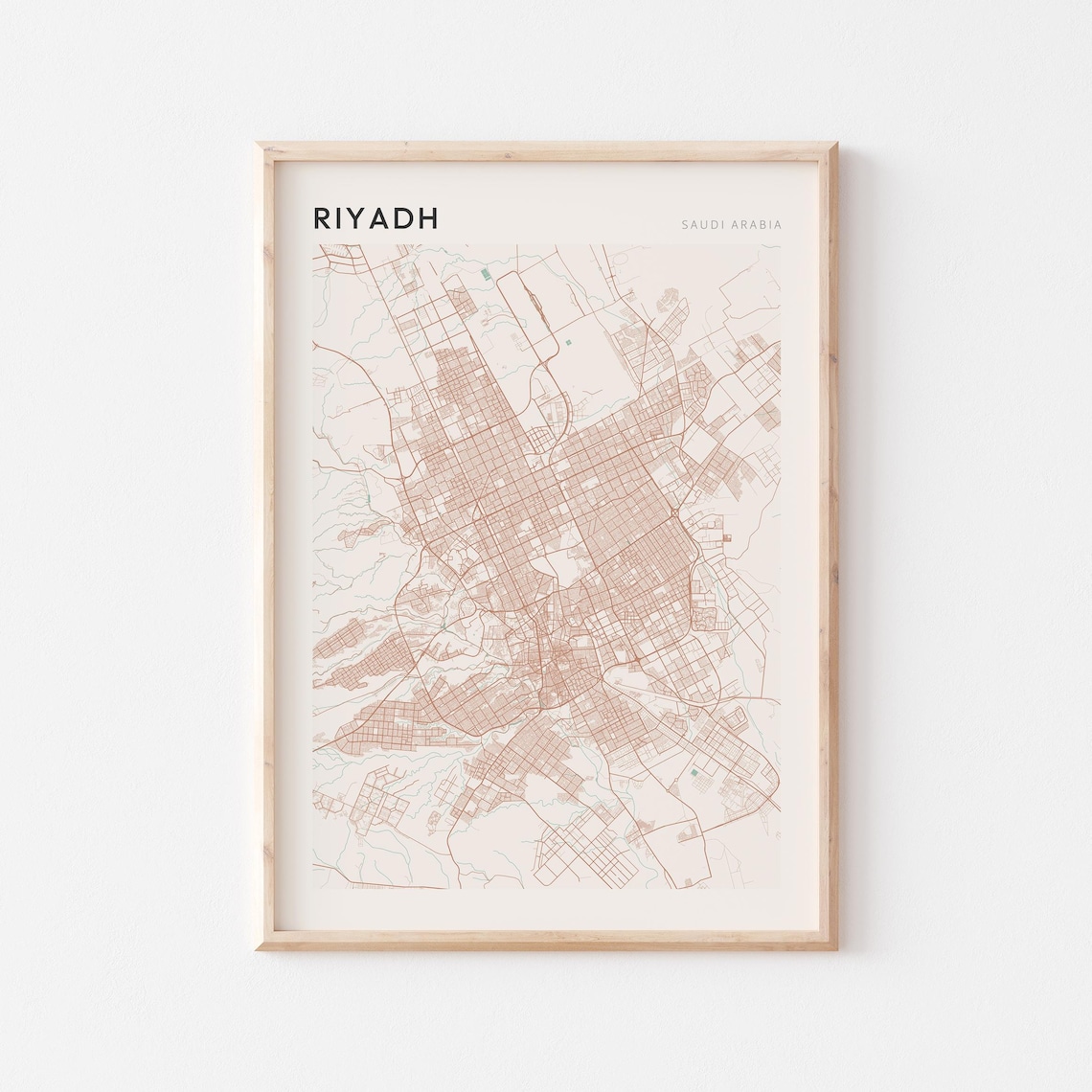 Riyadh Saudi Arabia City Street Map Minimalist Neutral Travel Gift Poster