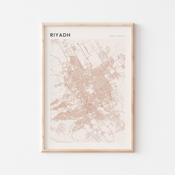 Riyadh Map Poster Print Wall Art Saudi Arabia Travel Gift Scandi