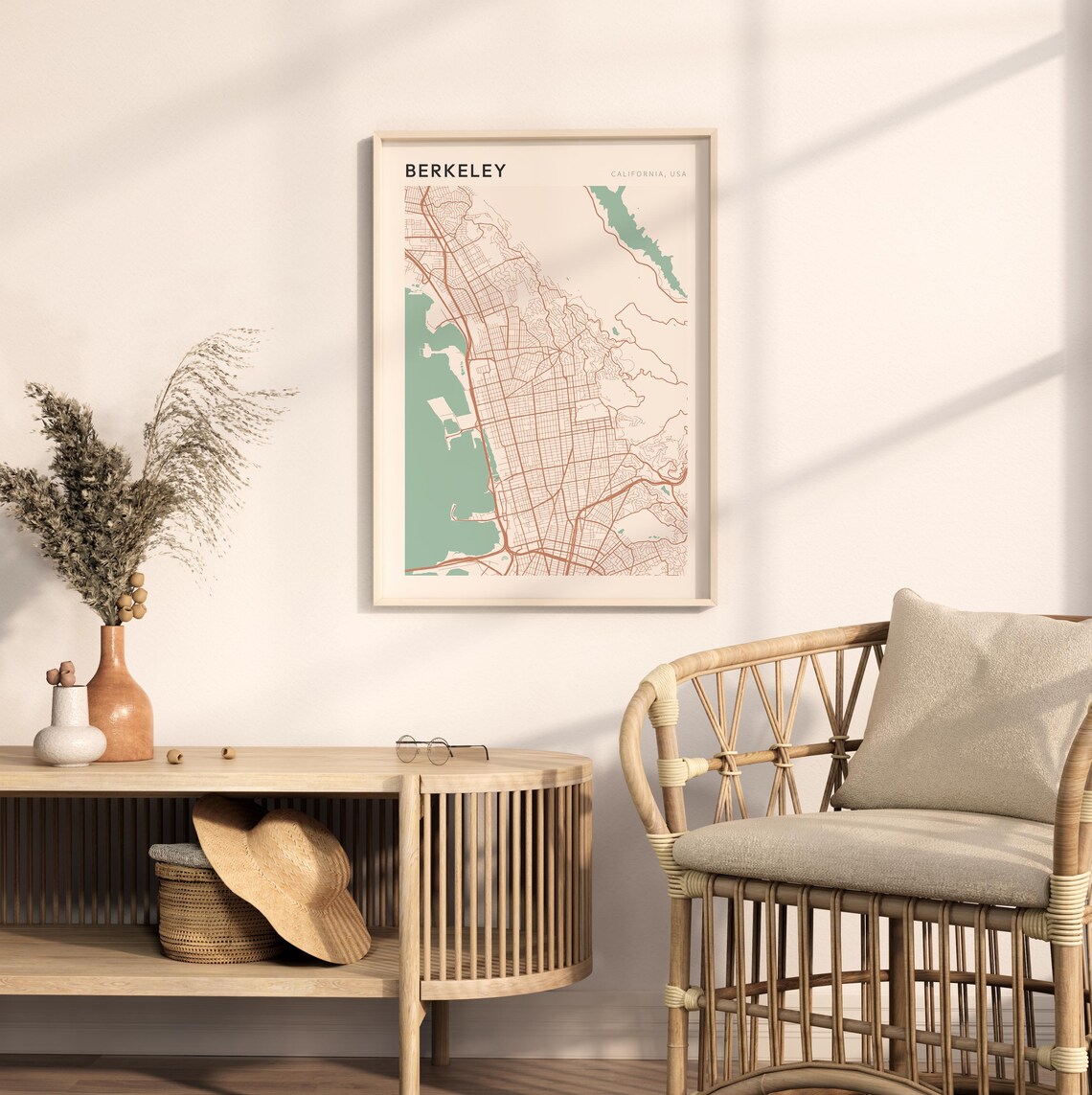 Berkeley California Terracotta Line Map Poster for Home Decor - Image 2