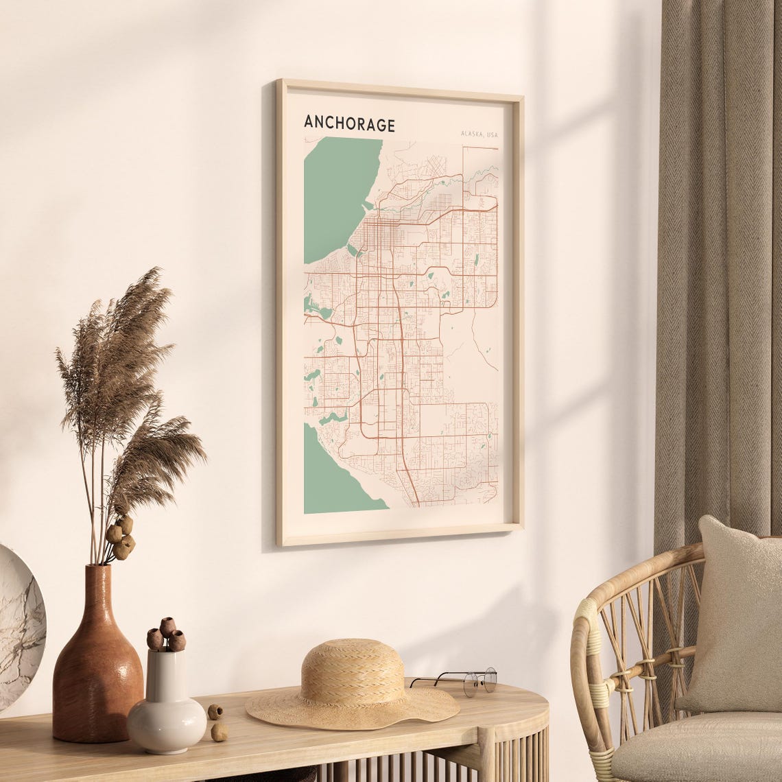 Anchorage Alaska Minimalist Line Street Map Modern City Art Poster - Image 3