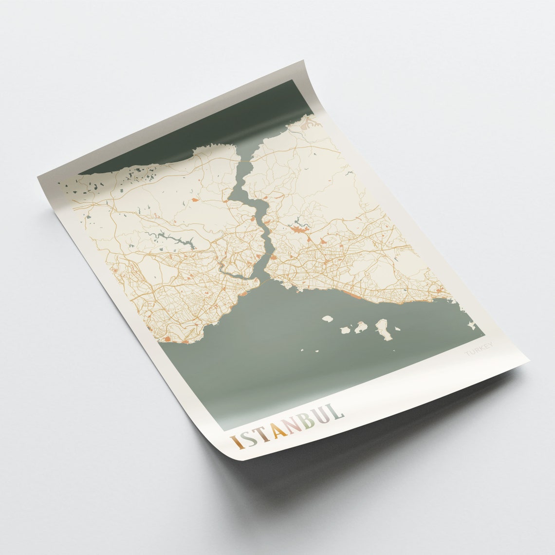 Istanbul Turkey Minimalist Street Map Poster in Boho Neutral Tones - Image 2