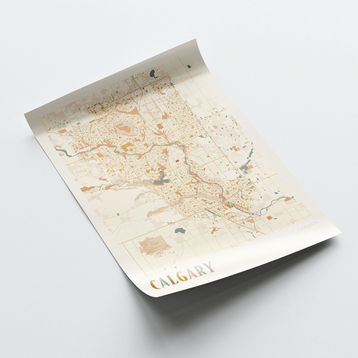 Calgary Canada City Map Boho Cream Minimalist Wall Decor Poster - Image 2