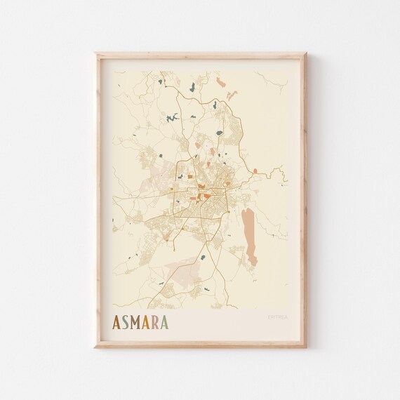 Asmara Map Poster Print Wall Art Eritrea Travel Gift Boho Decor