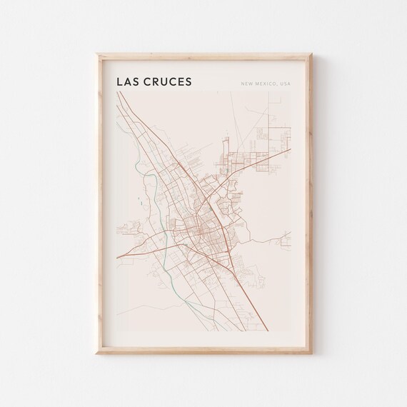 Las Cruces New Mexico USA Modern Beige Minimal City Street Map Poster