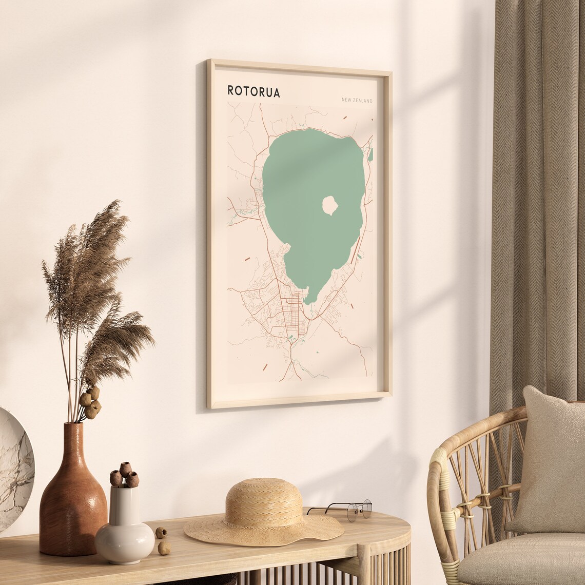 Rotorua New Zealand Minimalist Lakeside Street Map Art Poster - Image 3