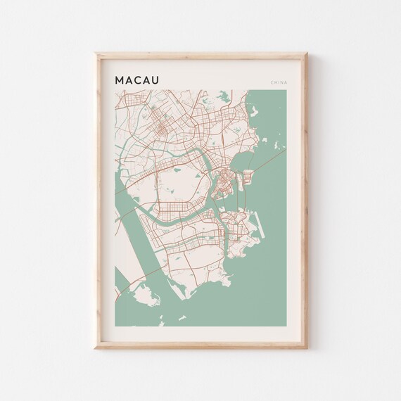 Macau Map Poster Print Wall Art China Travel Gift Minimalist