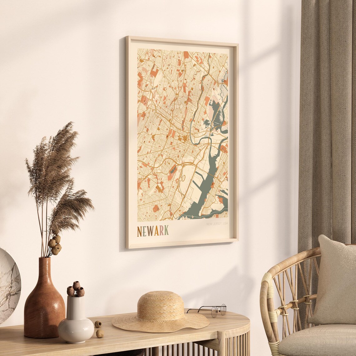 Newark New Jersey Boho City Street Map Urban Wall Decor Poster - Image 3