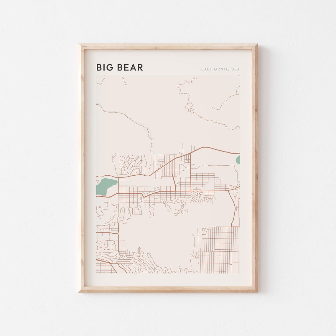 Big Bear Map Poster Big Bear Print Big Bear Poster Big Bear Wall Art California Travel Gift Farmhouse Wall Decor Kitchen Wall Decor