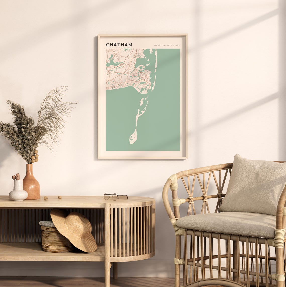 Chatham Massachusetts Elegant Sage Green Minimalist City Map Poster - Image 2