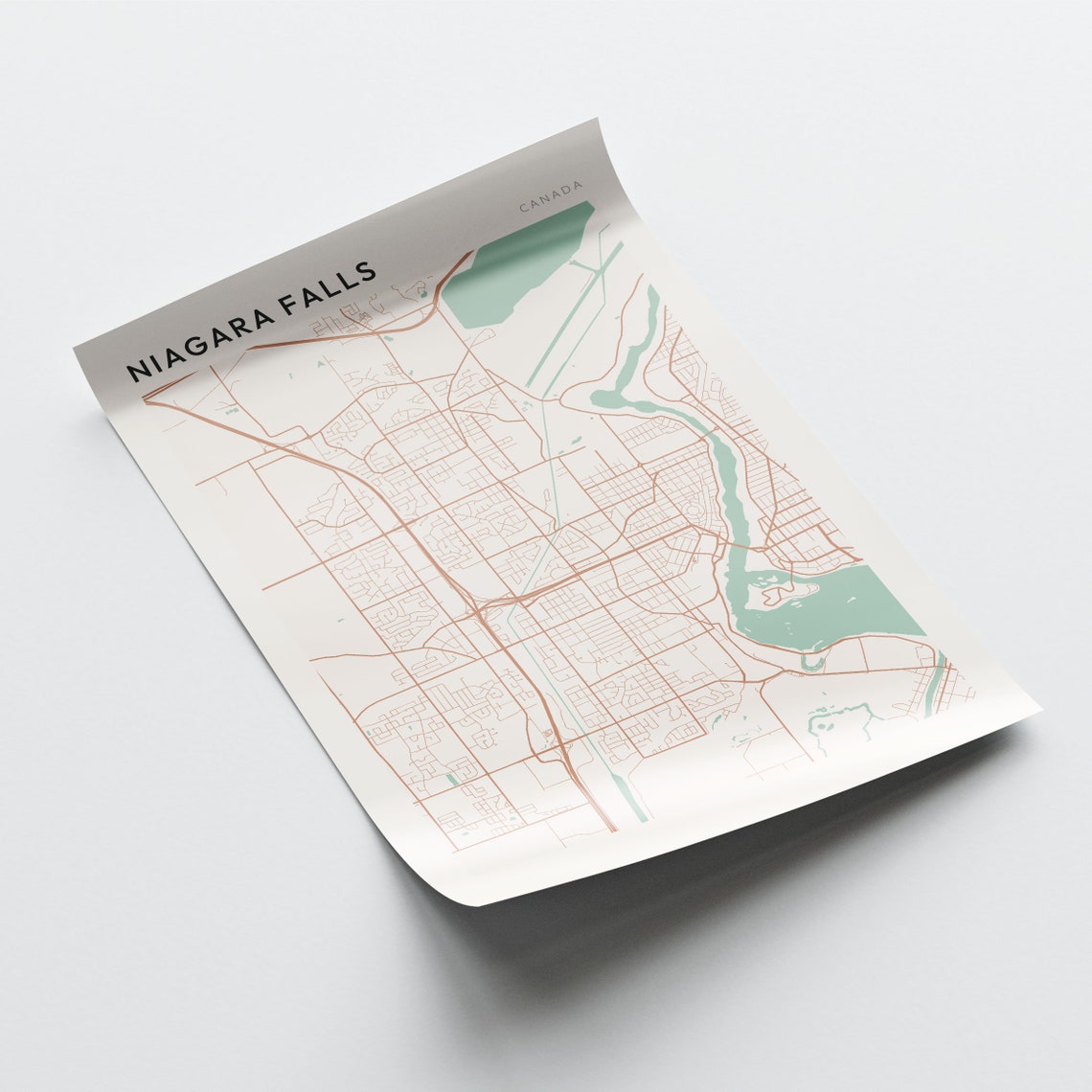 Niagara Falls Ontario Canada Modern Minimalist Riverside Map Poster - Image 2