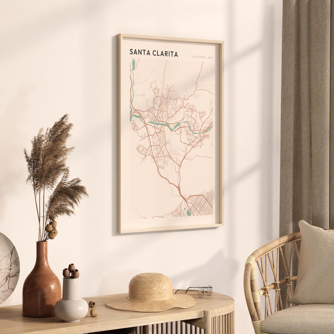 Santa Clarita Map Poster Santa Clarita Print Santa Clarita Poster Santa Clarita Wall Art California Travel Gift Farmhouse Wall Decor - Image 3
