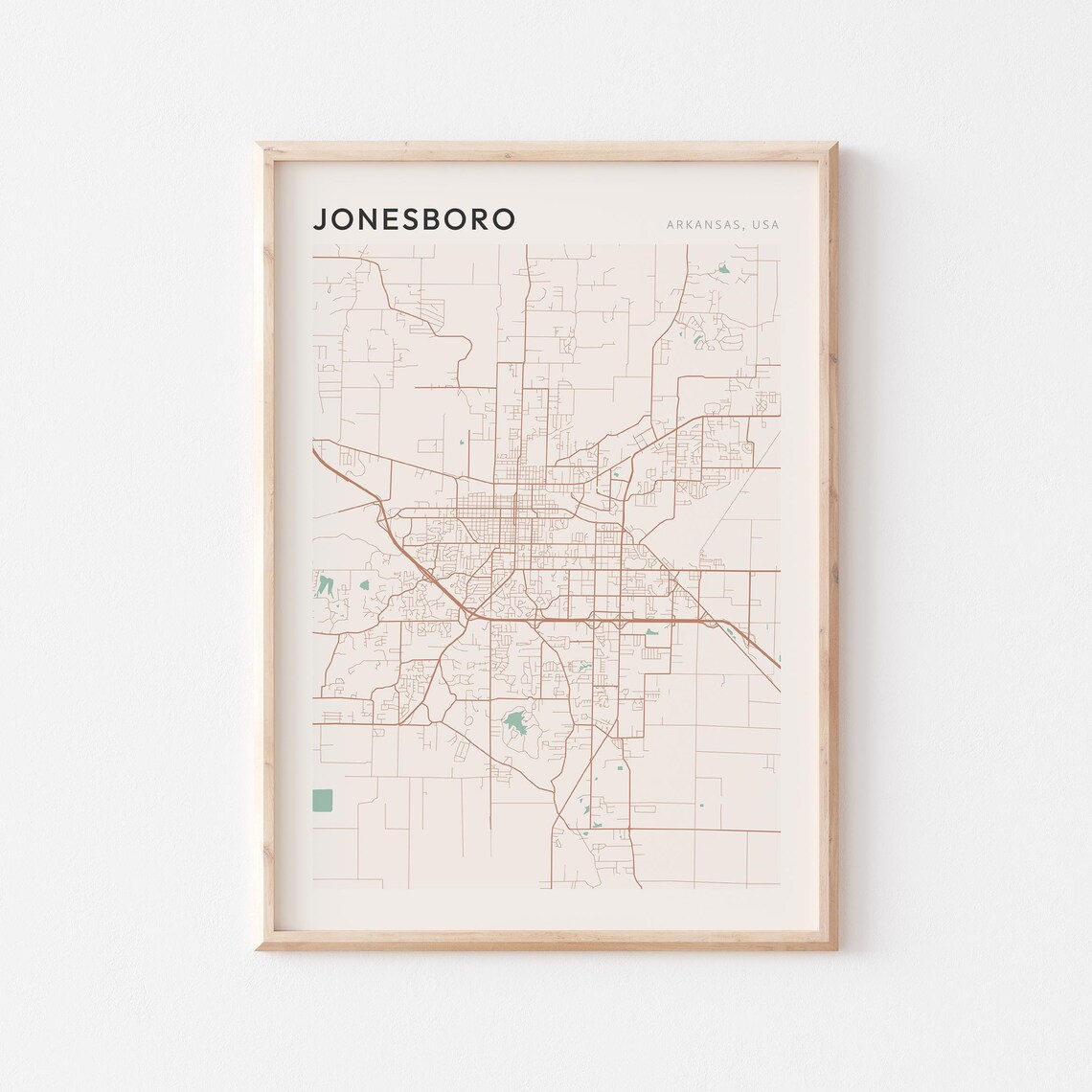 Jonesboro Arkansas Modern Minimalist Copper Street Map Decor Poster