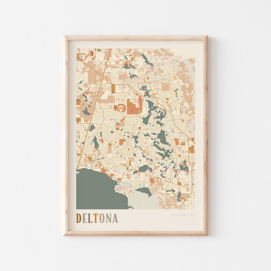 Deltona Florida Boho City Map Art Poster for New Home Decor Art