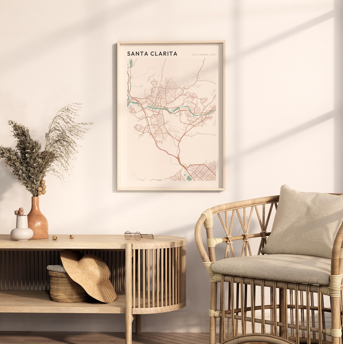 Santa Clarita California Minimalist City Street Map Wall Decor Poster - Image 2