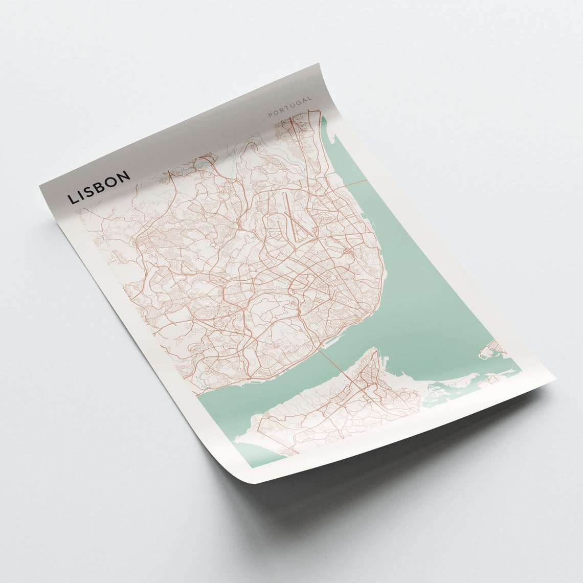 Lisbon Portugal Minimalist City Street Map Art Poster Home Decor - Image 2