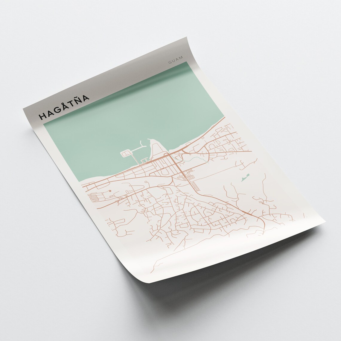 Hagatna Guam Minimalist City Map Poster Pacific Island Artwork - Image 2
