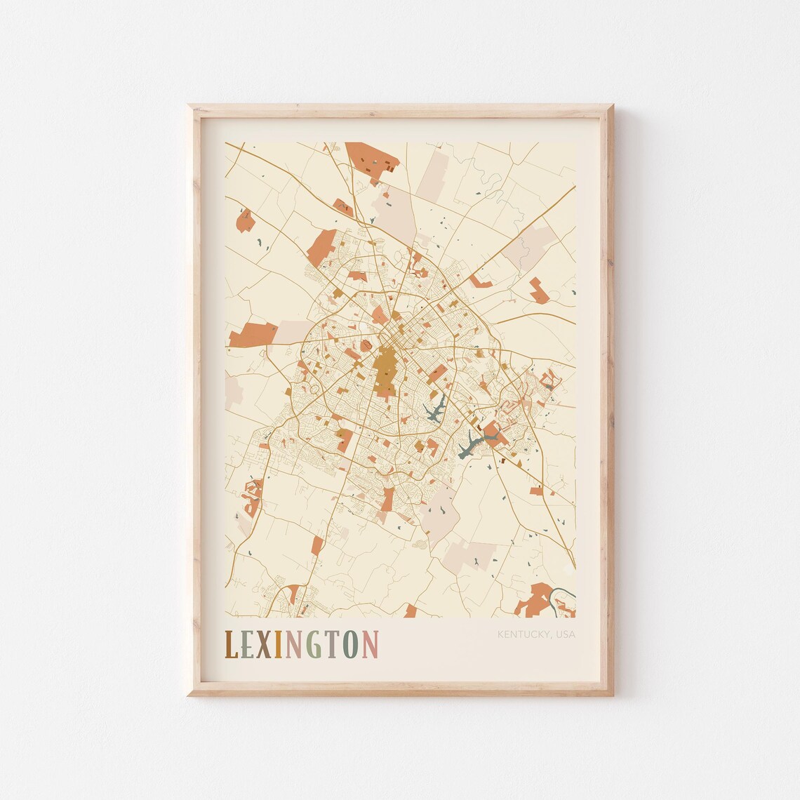 Lexington Kentucky Modern Terracotta City Street Map Art Poster