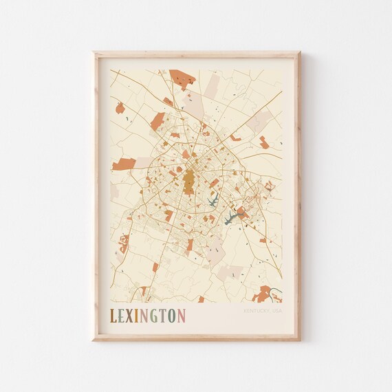 Lexington Kentucky Modern Terracotta City Street Map Art Poster