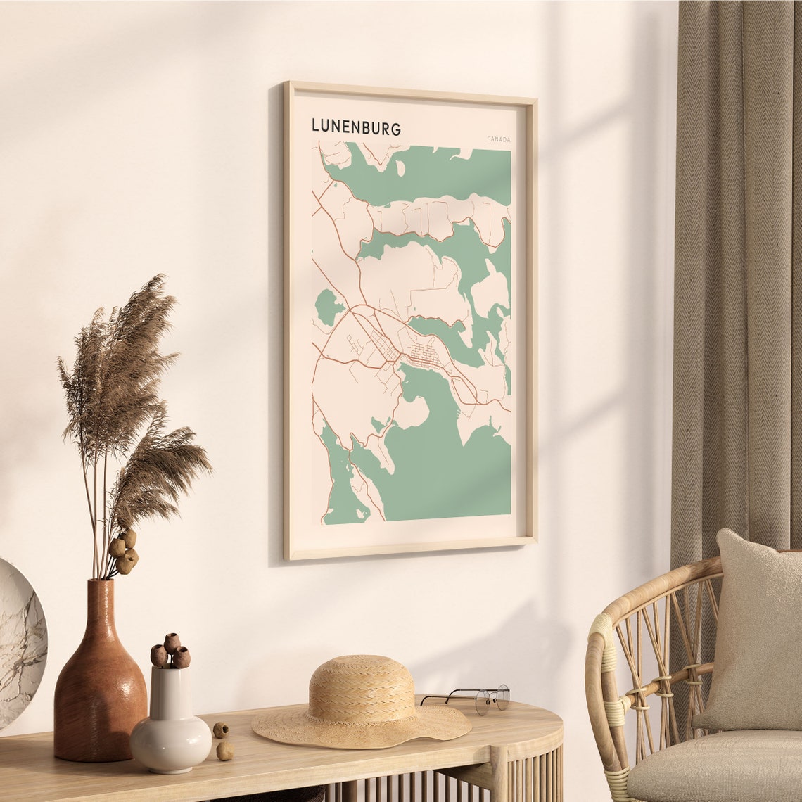 Lunenburg Nova Scotia Canada Modern Minimalist Coastal Map Poster - Image 3