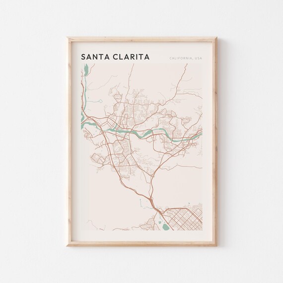 Santa Clarita California Minimalist City Street Map Wall Decor Poster