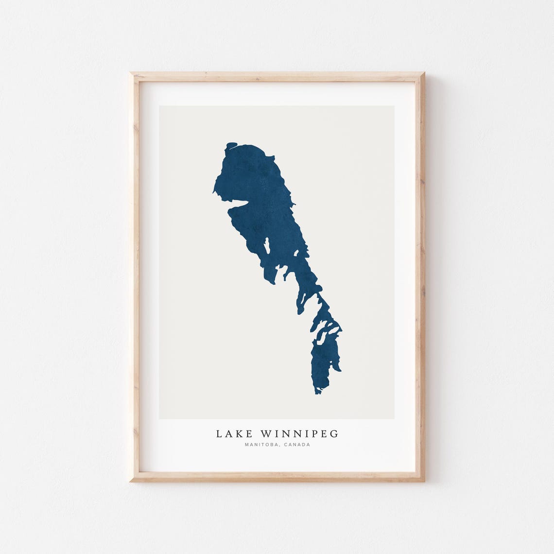 Lake Winnipeg Manitoba Canada Map Art Navy Minimalist Outline Poster