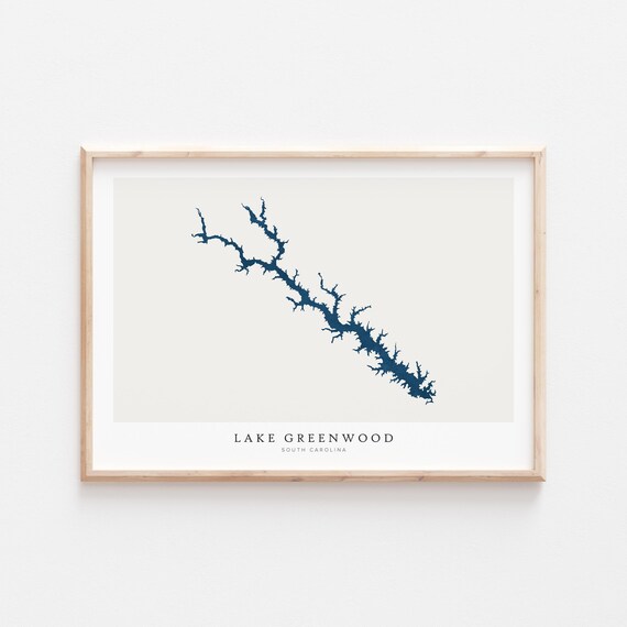 Lake Greenwood Wall Map, South Carolina Art Print