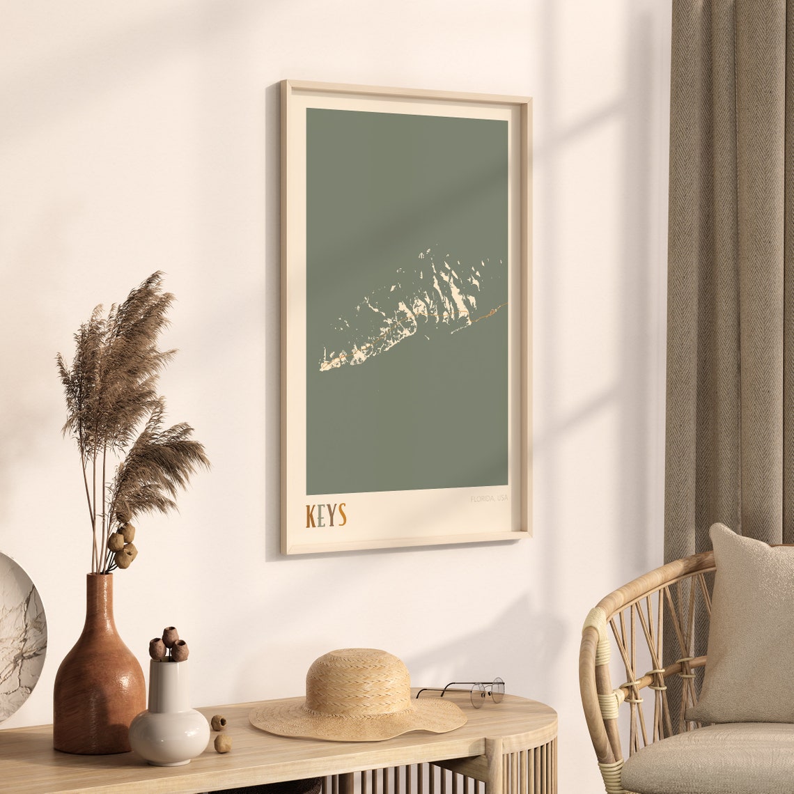 Florida Keys Florida City Map Poster Warm Retro Street Map Home Decor - Image 3