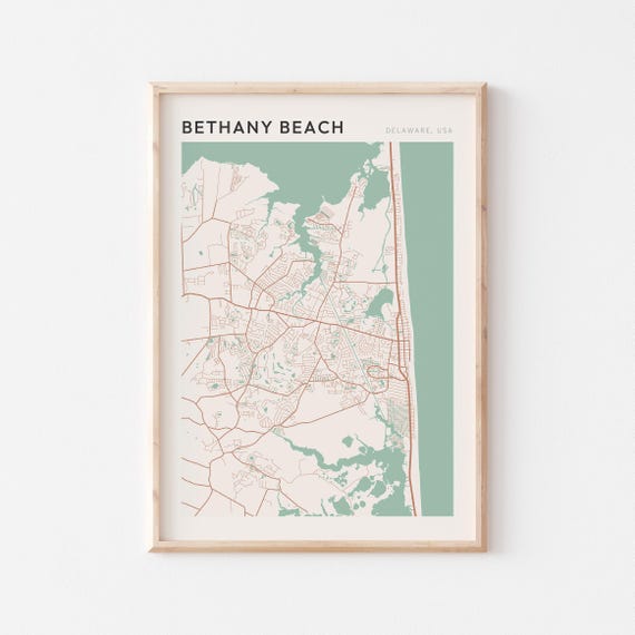 Bethany Beach Map Poster, Delaware Travel Poster