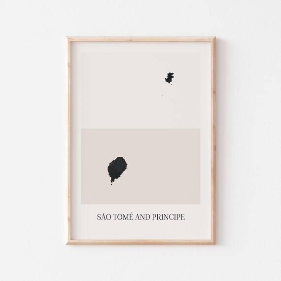 Sao Tome And Principe Map Poster Print Minimalist Boho Wall Art Decor
