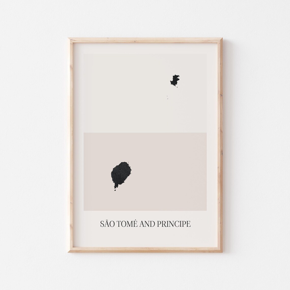 Sao Tome And Principe Minimalist Country Map Beige Silhouette Poster