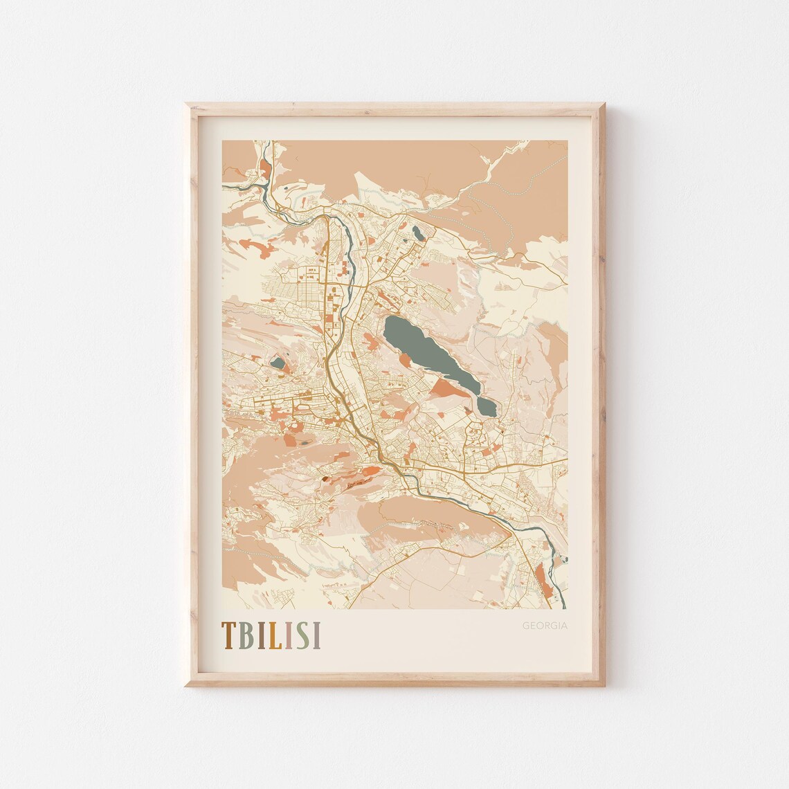 Tbilisi Georgia City Map Vintage Beige Minimalist Map Poster